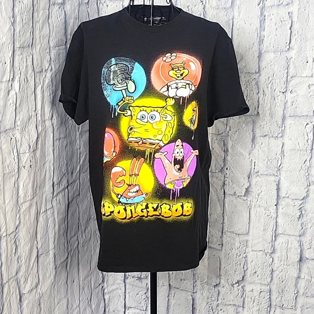NICKELODEON Black SpongeBob SquarePants Women's Graphic Shirt‎ Medium